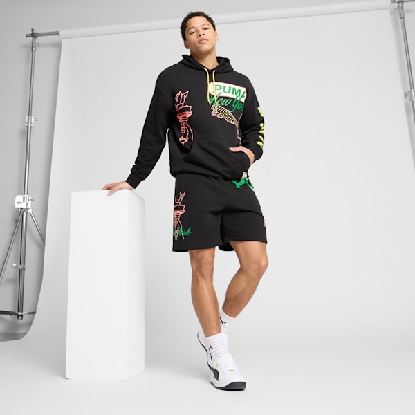 Shorts de 7" para hombre Wardrobe Essentials Bright Lights NYC Flagship, PUMA Black, extralarge